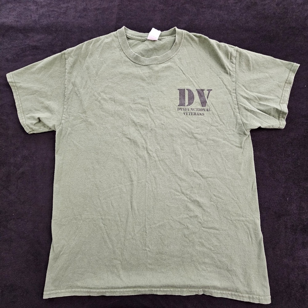 Dysfunctional Veteran Leave Me Alone Green Short Sleeve Cotton T-Shirt Men's L